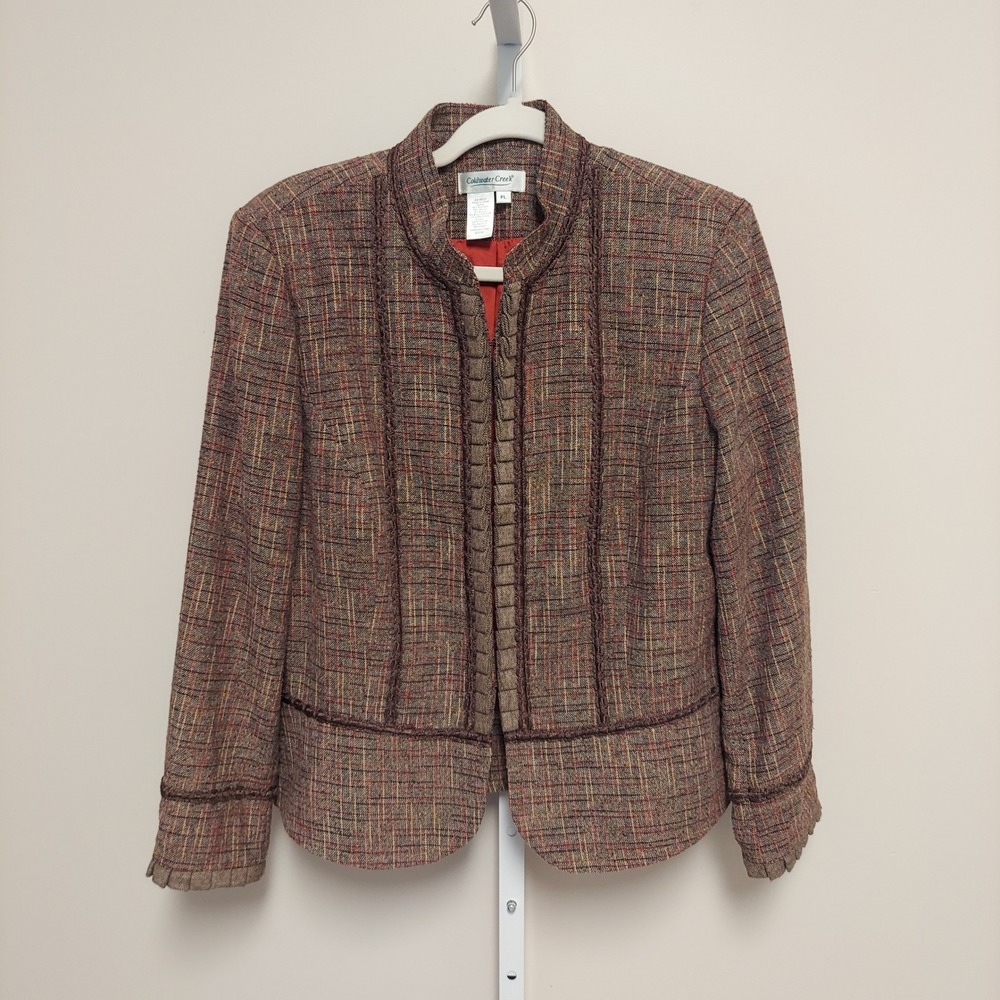 Coldwater Creek Womens Multi Color Tweed Jacket PL Academia Office Textured